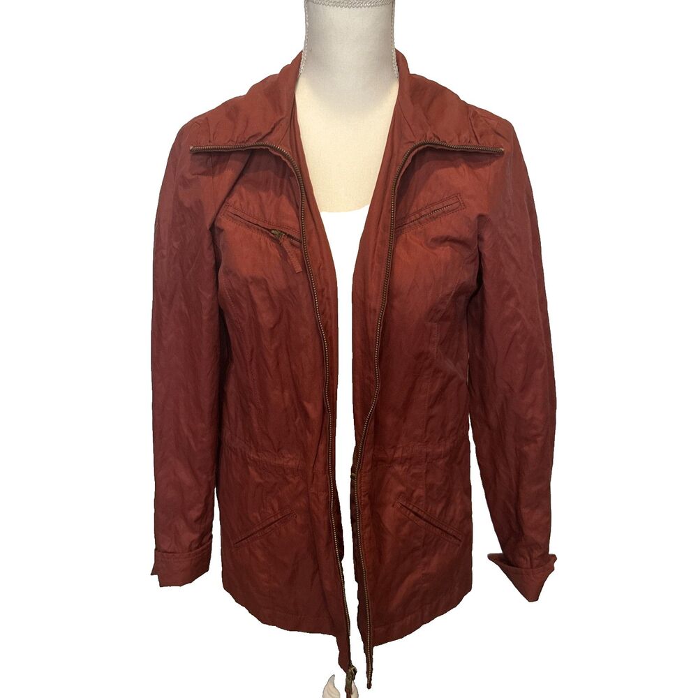 Coldwater Creek Jacket 8 Burgundy Shimmer Zip Lightweight Sporty Utility